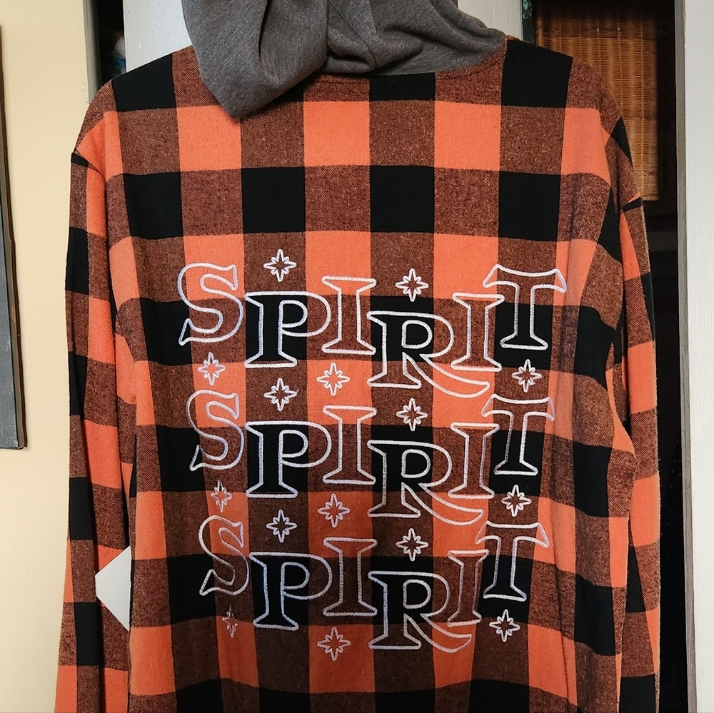 Spirit Halloween flannel with hood